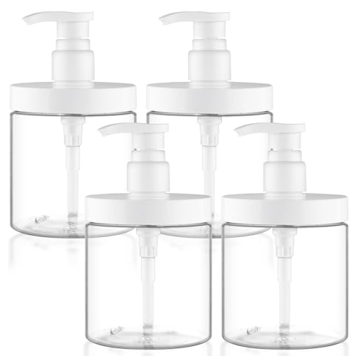 4 Pack 500ml Clear Plastic Pump Bottles for Shampoo & Lotion