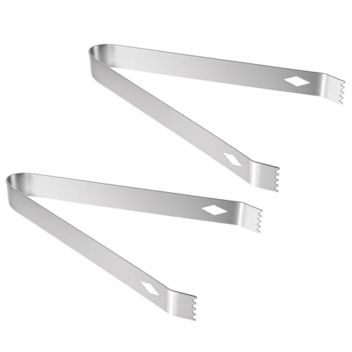 Silver 2 Pack Small Stainless Steel Food Tongs 6 Inch with Serrated Edges