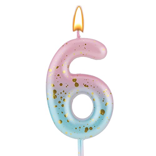Pink Blue Gradient Birthday Number Candles for Cake