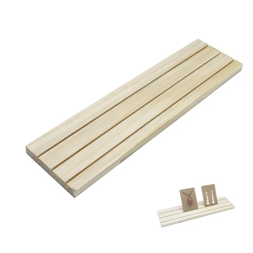 Wooden Earring Display Stand with 3 Slots for Jewelry and Business Cards