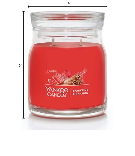 Yankee Candle Sparkling Cinnamon Scented Signature 13oz Medium Jar 2-Wick Candle Over 35 Hours of Burn Time Christmas | Holiday