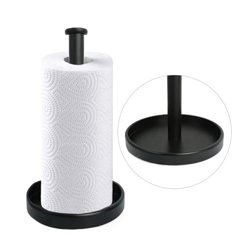 Matte Black Paper Towel Holder with Storage Tray | Durable & Stylish Design