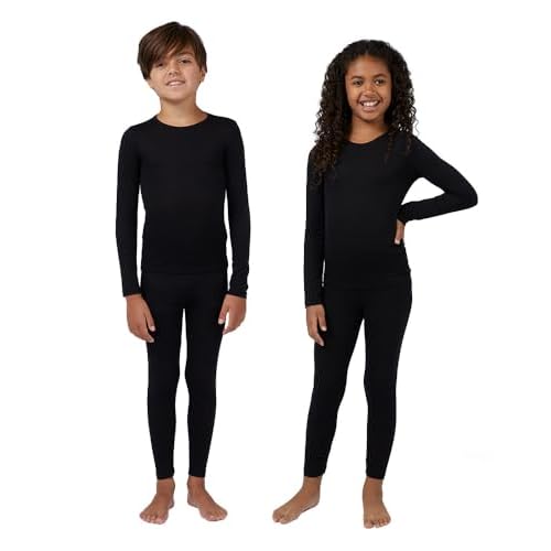 32 Degrees Heat Unisex Kids 2 Piece Baselayer Long Sleeve Crew Neck & Legging Set | 4-Way Stretch | Form Fitting | Thermal