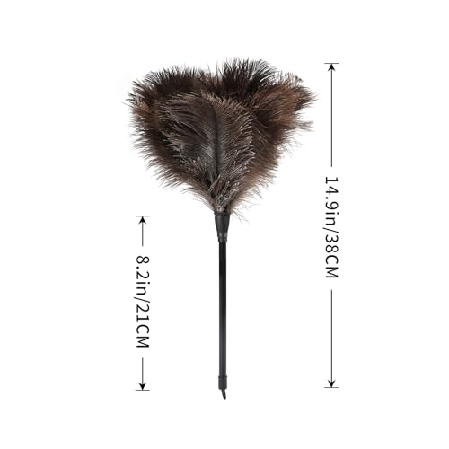 14.9 Inch Natural Ostrich Feather Duster - Lightweight Handheld for Cleaning