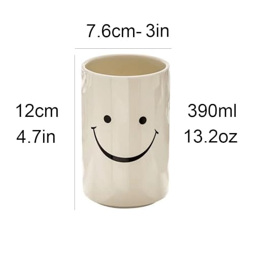White Smiley Face Ceramic Toothbrush Cup - Creative Bathroom Accessory