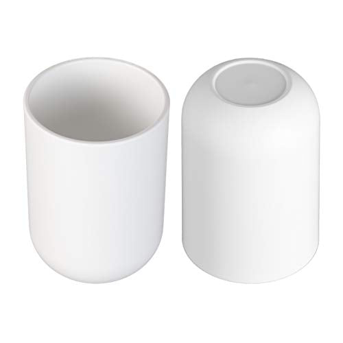 White Toothbrush Holder Cup - 350ml Plastic Bathroom Tumbler