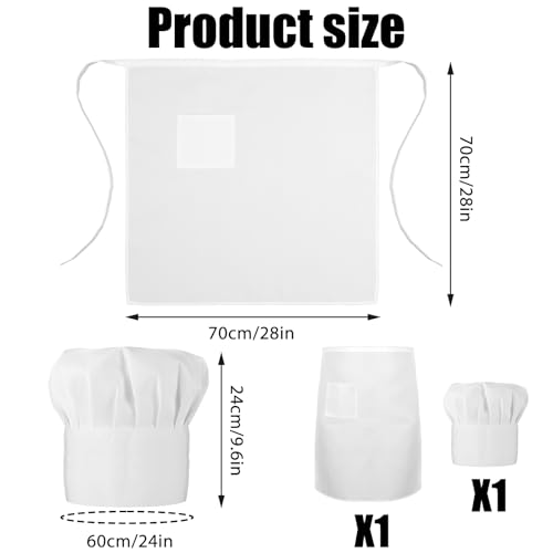 White Half-Apron and Chef Hat Set for Cooking & Baking