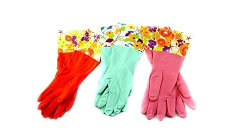 Natural Latex Cleaning Gloves with Flock Lining - 2 Pairs