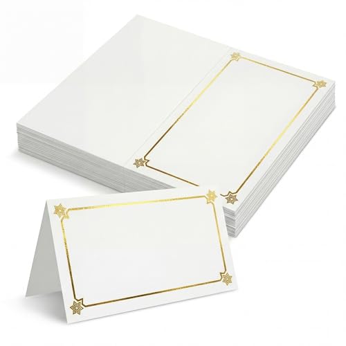 50 PCS White Gold Foil Place Cards for Table Setting