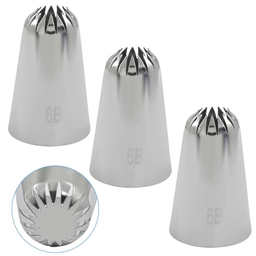 Bonsicoky 3-Pack 6B Cake Piping Tips - Large Stainless Steel Set