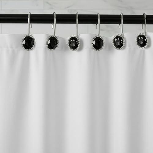Onyx Rhinestone Shower Curtain Hooks - 12 Pack for Elegant Bathrooms