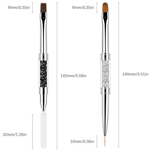 Double Ended Nail Builder Gel Brush Set 2Pcs - French Tip & Liner