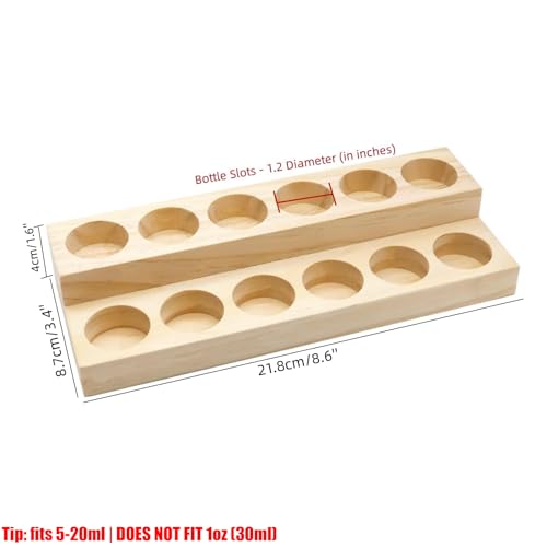 2-Tier Essential Oil Display Stand - Solid Wood Holder for Bottles