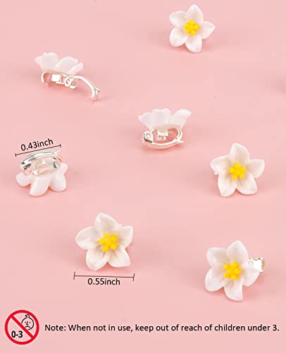 Wecoe Small White Flower Hair Clips - 20 Pcs Mini Lily Hair Accessories