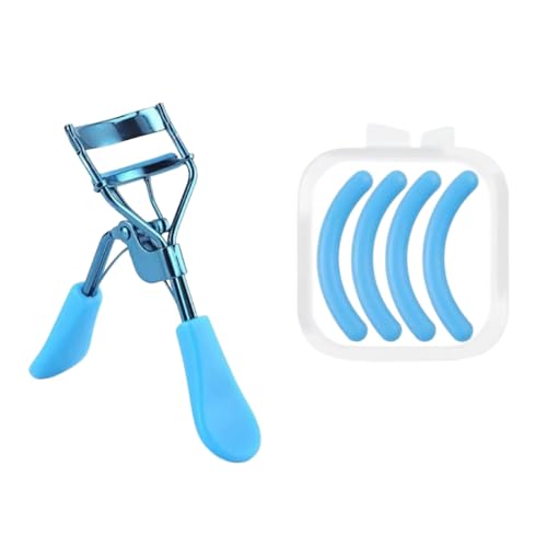 Blue Eyelash Curler with 4 Replacement Pads - Professional Lash Tool
