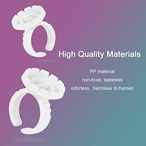 Burboeiy 100PCS Lash Rings for Eyelash Extensions - Adjustable Glue Cups