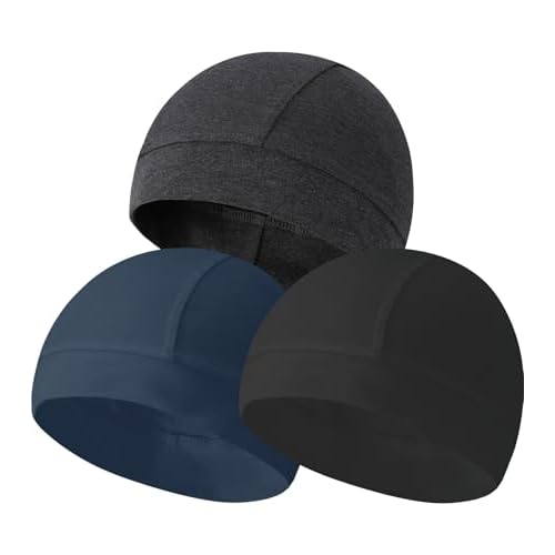 3 Pieces Cotton Skull Caps for Men Women Beanie Chemo Headwear Riding Helmet Liner Running Sleeping Hats