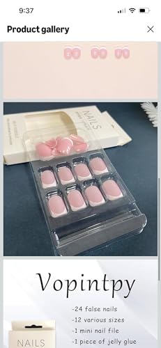 Short Square French Tip Press On Nails - Glossy Pink 24Pcs Set