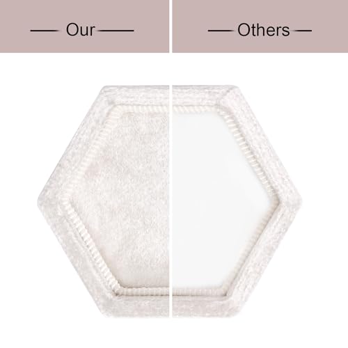 Etercycle Hexagon Velvet Ring Box - 1 Slot Beige Jewelry Display Holder