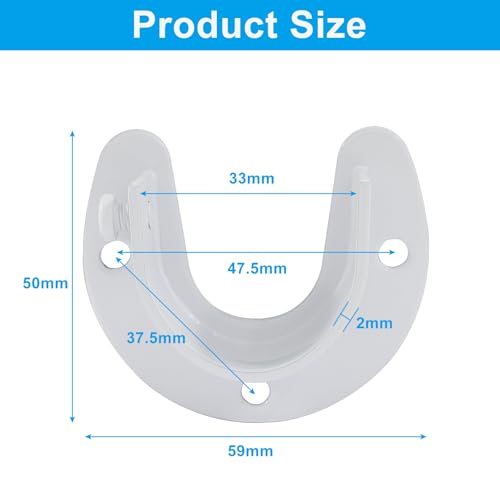 Aoserge 2 Pack White U-Shaped Closet Rod Brackets for 1-1/4 Inch Rods