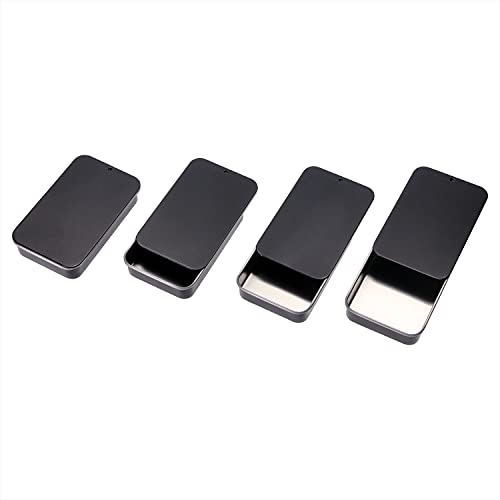 Mini Skater 4-Piece Metal Slide Top Tin Containers - Black Storage Box