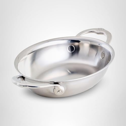 Provisions Oval Clad Stainless Steel Au Gratin, 8" x 6" Chef's Special"