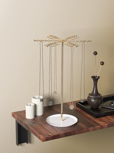 Elegant Tree-Shaped Necklace Holder Organizer - Gold Jewelry Display Stand