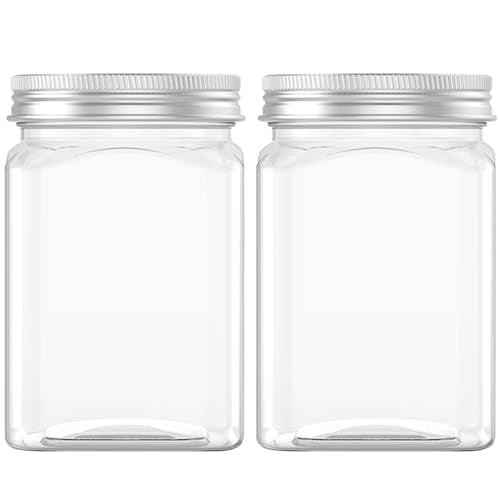 24 Oz Clear Plastic Jars - 2 Pack Food Storage Containers