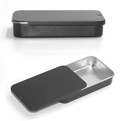 Gere 6-Pack Black Metal Slide-Top Tin Boxes for Small Storage