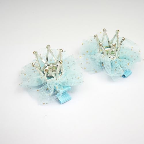 Blue Rhinestone Crown Hair Clips 2pcs Princess Tiara Hair Pins
