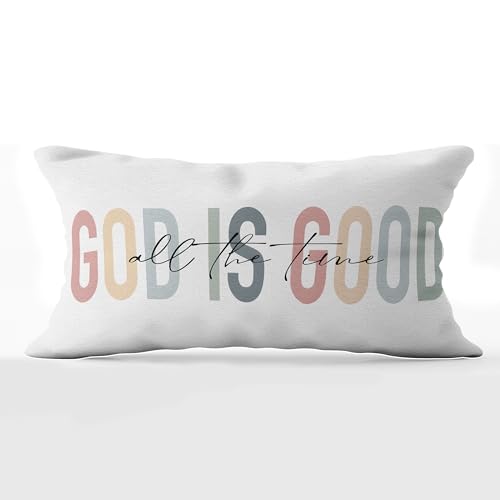 God is Good All The Time Christian Quote Throw Pillow Cover 12x20
