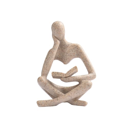 Reading Thinker Statue for Book Lovers - Literary Decor Figurine for Shelves & Desk