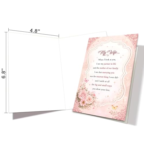 Romantic Mother's Day Card for Wife - Elegant Floral Design 5x7