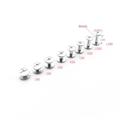 Metal Chicago Screws 7mm Post Rivets for Leathercraft and Bookbinding 50 Sets