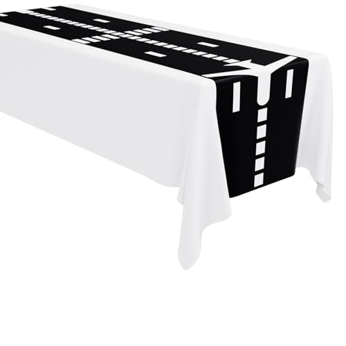 Classic Airplane Runway Table Runner - 2 x 10 ft Aviation Rug