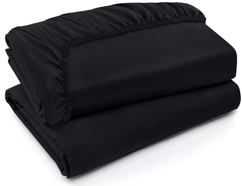Utopia Bedding Full Fitted Sheet Set - 2 Pack, Black, 15-Inch Deep Pocket