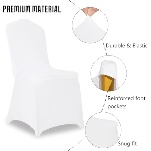 JALANCY 1 Pack White Stretch Polyester Spandex Chair Covers for Weddings & Events