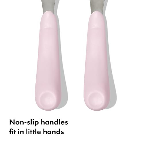 OXO Tot Fork and Spoon Set - Toddler Self-Feeding Utensils - Blossom