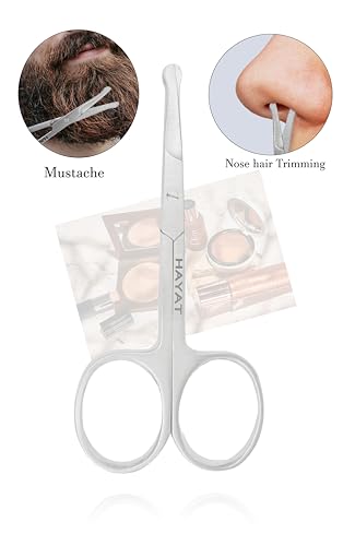 HAYAT Precision Curved Stainless Steel Eyebrow and Nose Hair Scissors