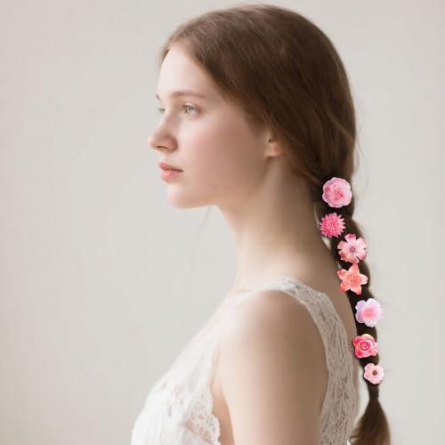 Mini Pink Flowers for Crafts - 65pcs Faux Rose & Daisy Set