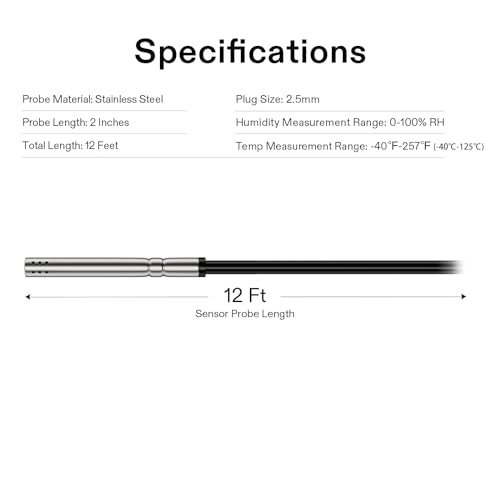 VIVOSUN Waterproof Temperature & Humidity Sensor Probe - 12ft