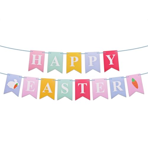 Happy Easter Banner Kit with Bunny Carrot Flags and String