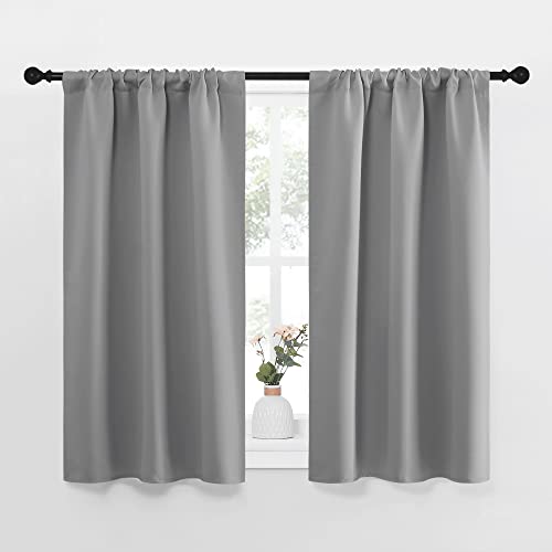 NICETOWN Blackout Curtains for RV & Small Windows, 2 Panels Silver Grey 34x40