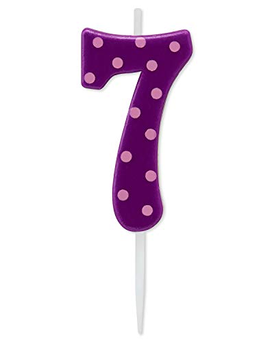 Purple Polka Dot Number 7 Birthday Candle by Papyrus