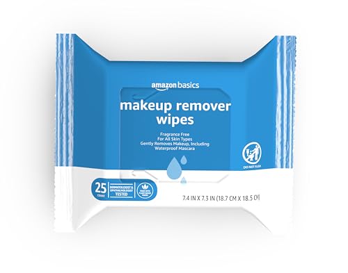 Amazon Basics Fragrance-Free Makeup Remover Wipes, 25 Count