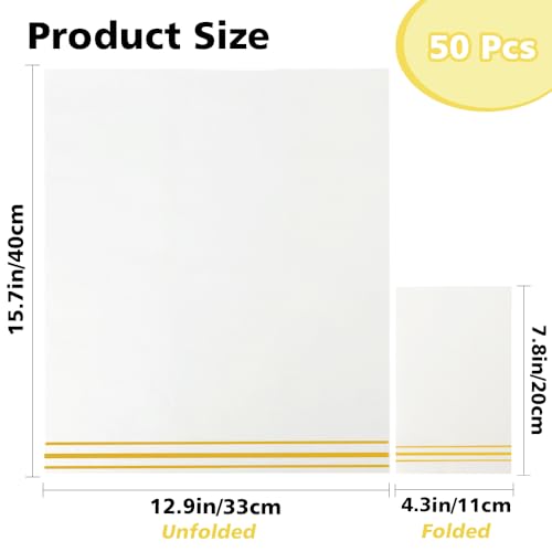 Muyurra Disposable Paper Hand Towels - White and Gold Line, 50 Pack