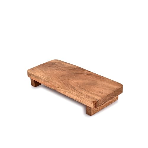 EDHAS Acacia Wood Soap Dispenser Tray, 9-Inch Rustic Sink Organizer
