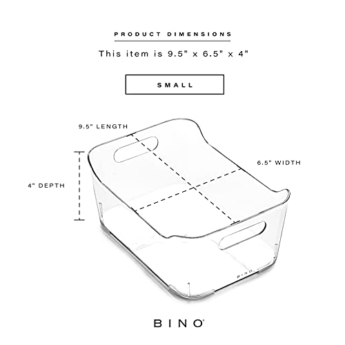 BINO Clear Plastic Storage Bin with Handles - Small Organizer for Fridge, Freezer & Pantry
