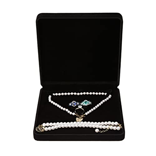 LETURE Large Velvet Jewelry Set Gift Box - Black Jewelry Organizer