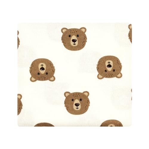 Hudson Baby Brown Bear Flannel Receiving Blanket, One Size